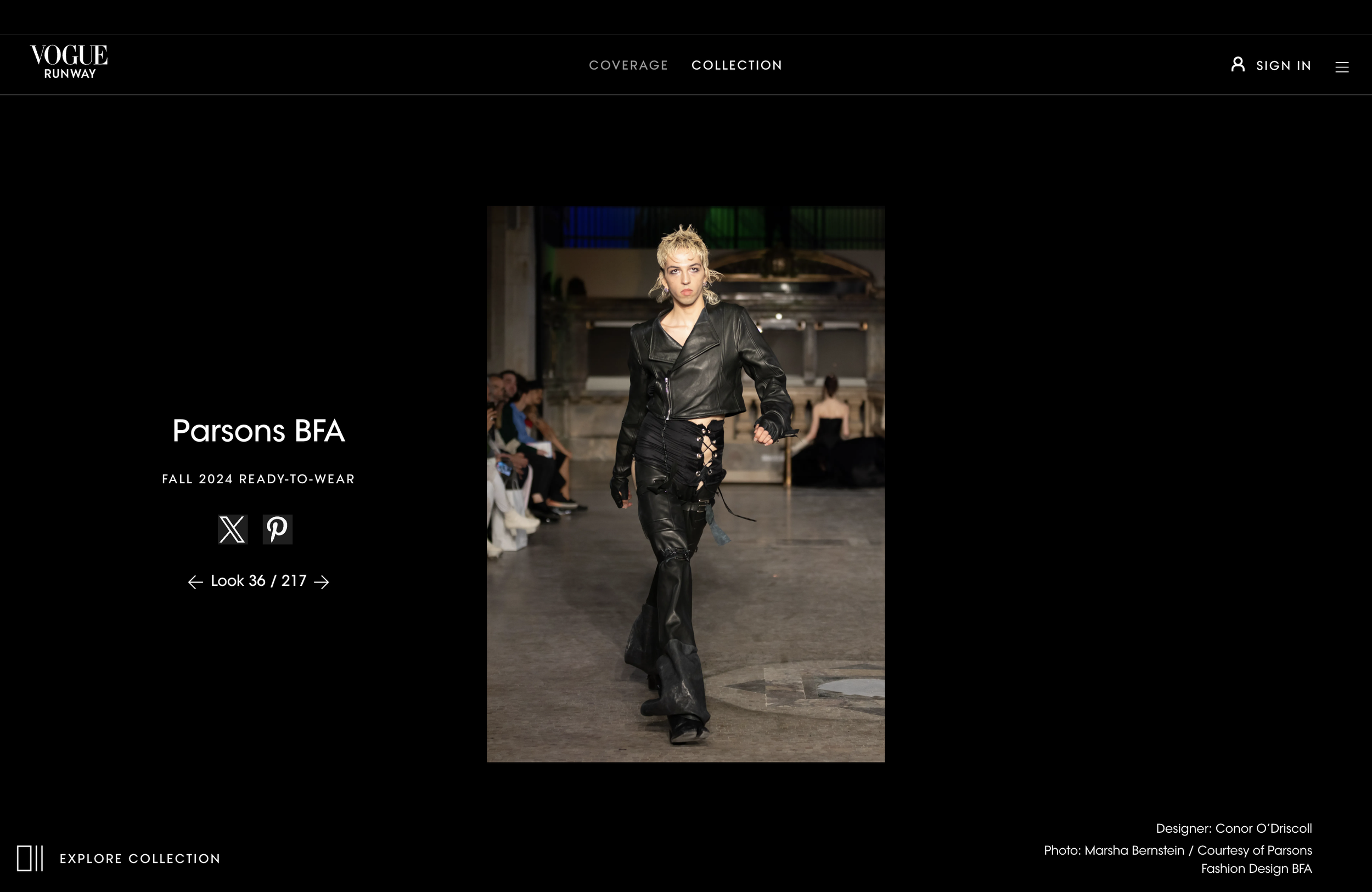 conor o'driscoll in vouge parsons BFA collection