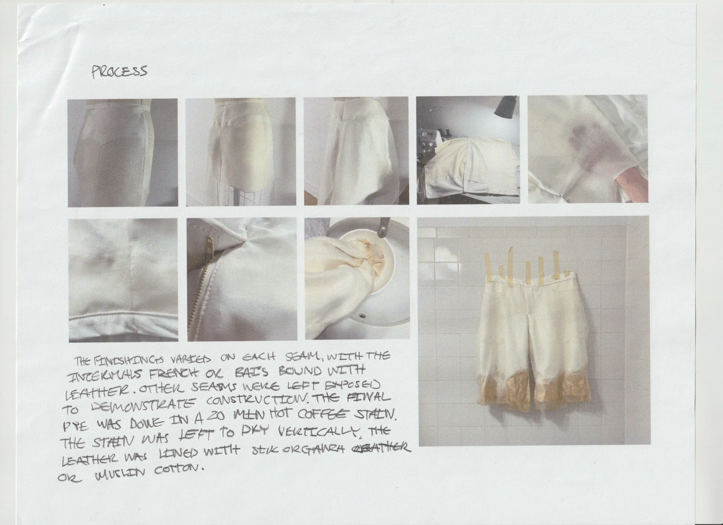 portfolio image from conor odriscoll process of dying leather shorts lined with organza