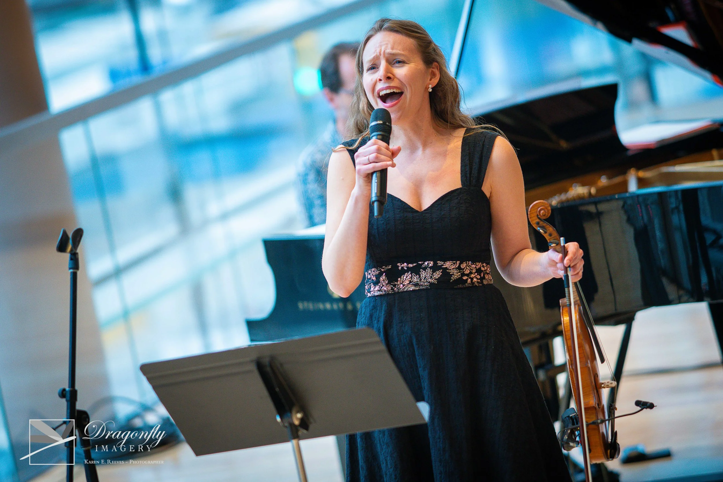 photographer Karen E. Reeves at  the Free Concert Series in the Richard Bradshaw