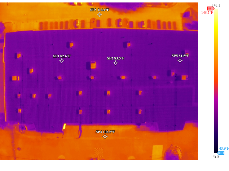 Metal roof after 2nd coat see thermal continuity. 