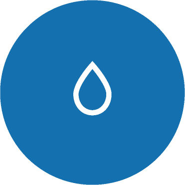 Blue circle with a white water droplet icon in the center.