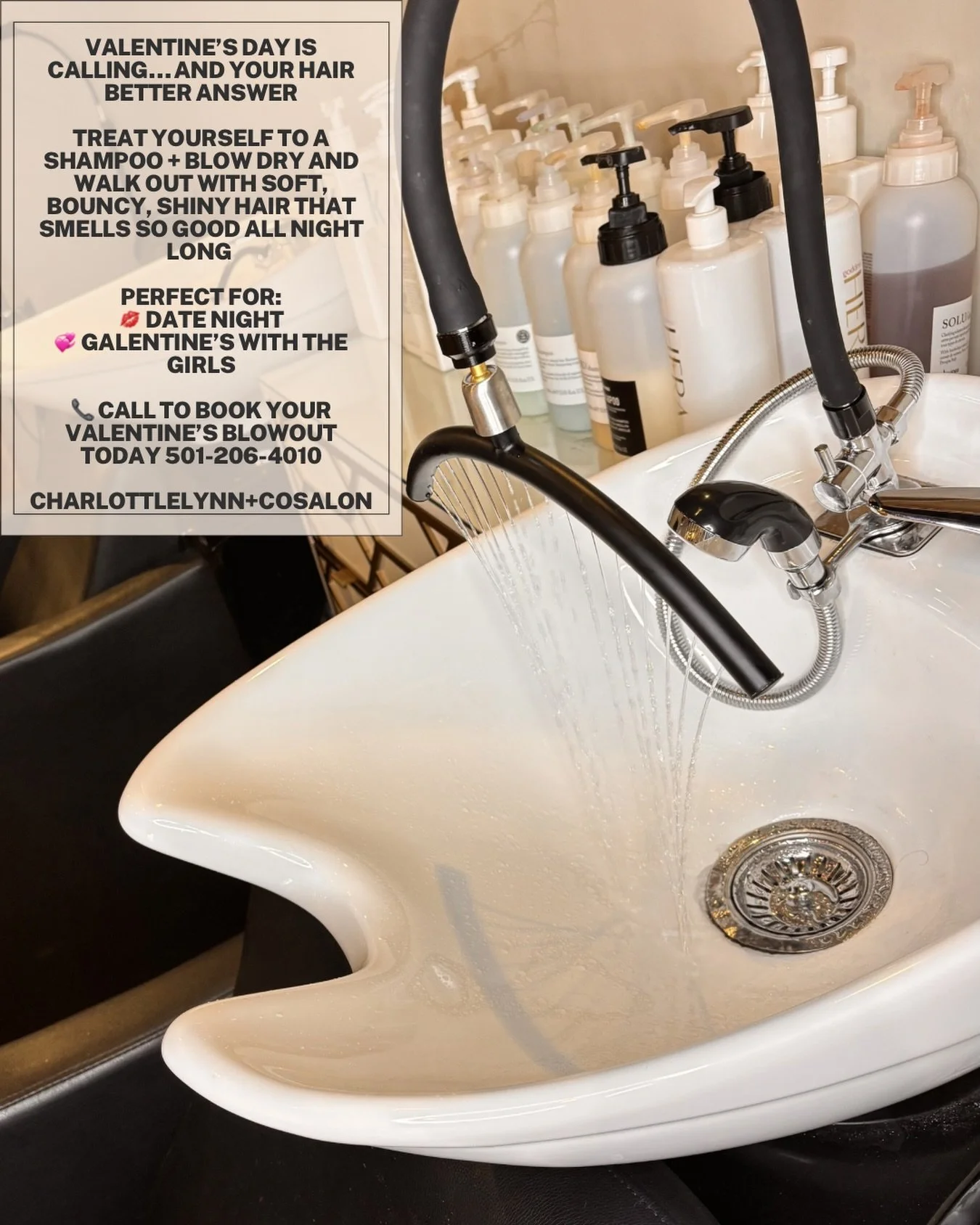 Get your Valentines Day shampoo &amp; style today! 💌❤️ Call or text 5012064010