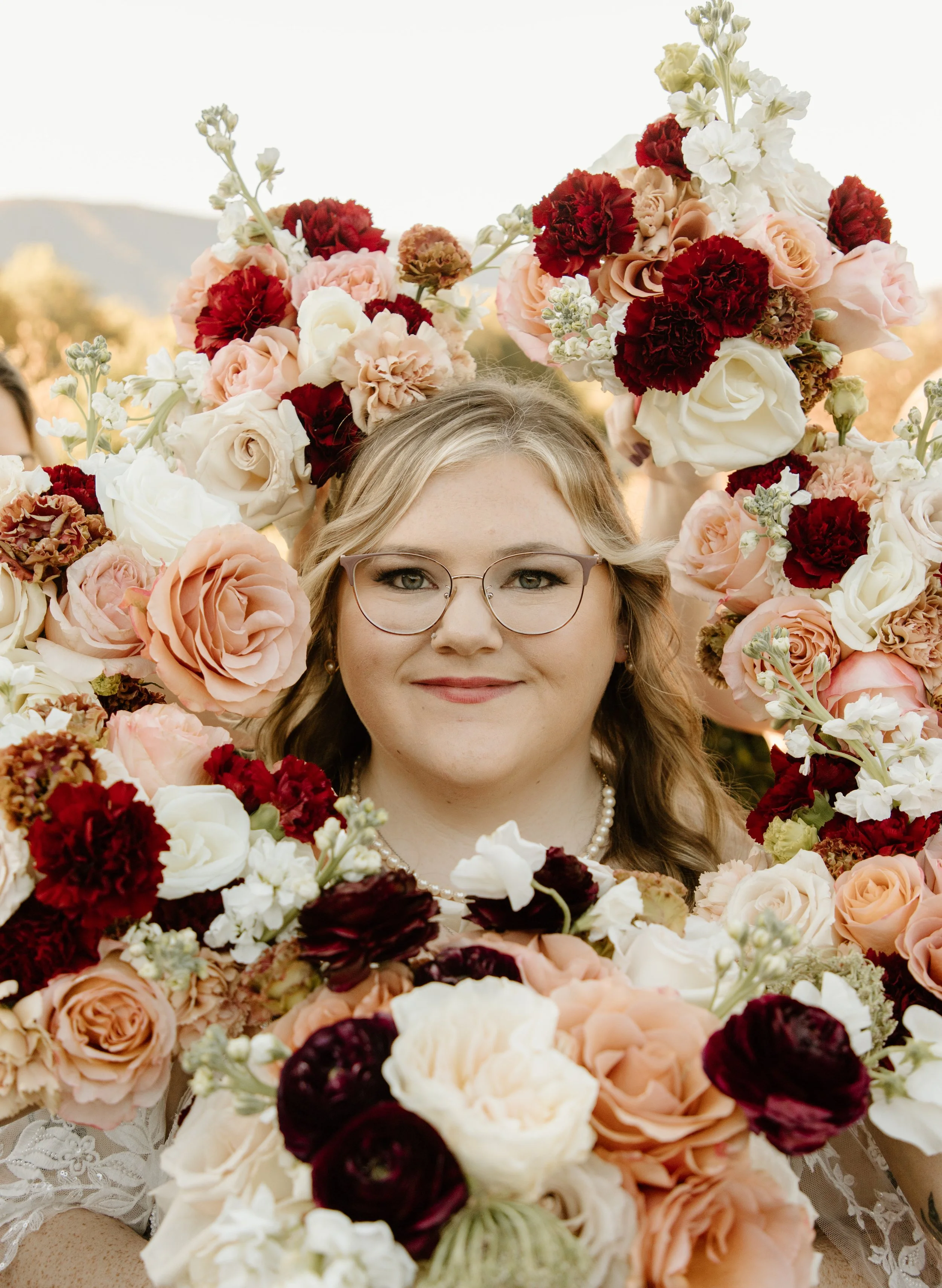 autumn bride bouquet flower floral frame face