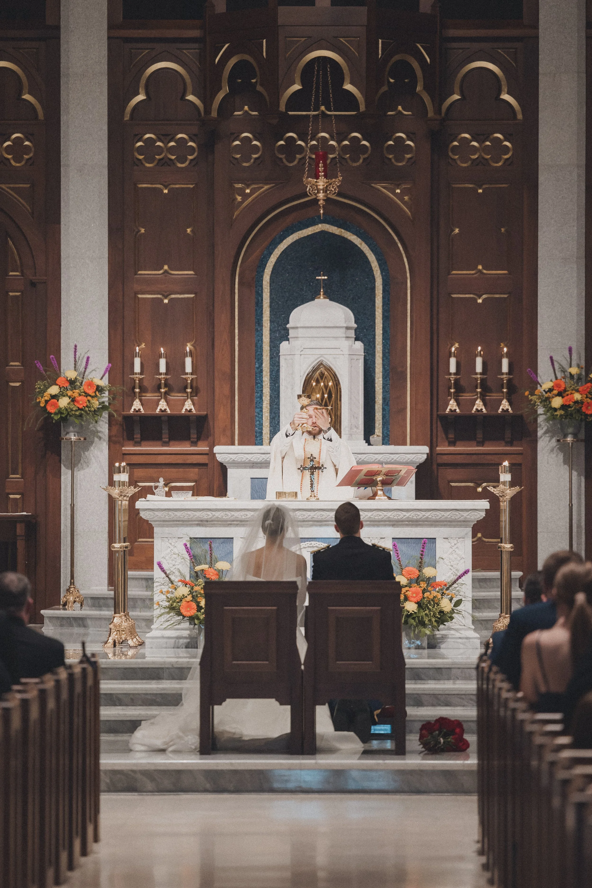 WEDDING CEREMONY BRIDE GROOM CATHOLIC CHURCH OLD TOWN ALEXANDRIA VIRGINIA