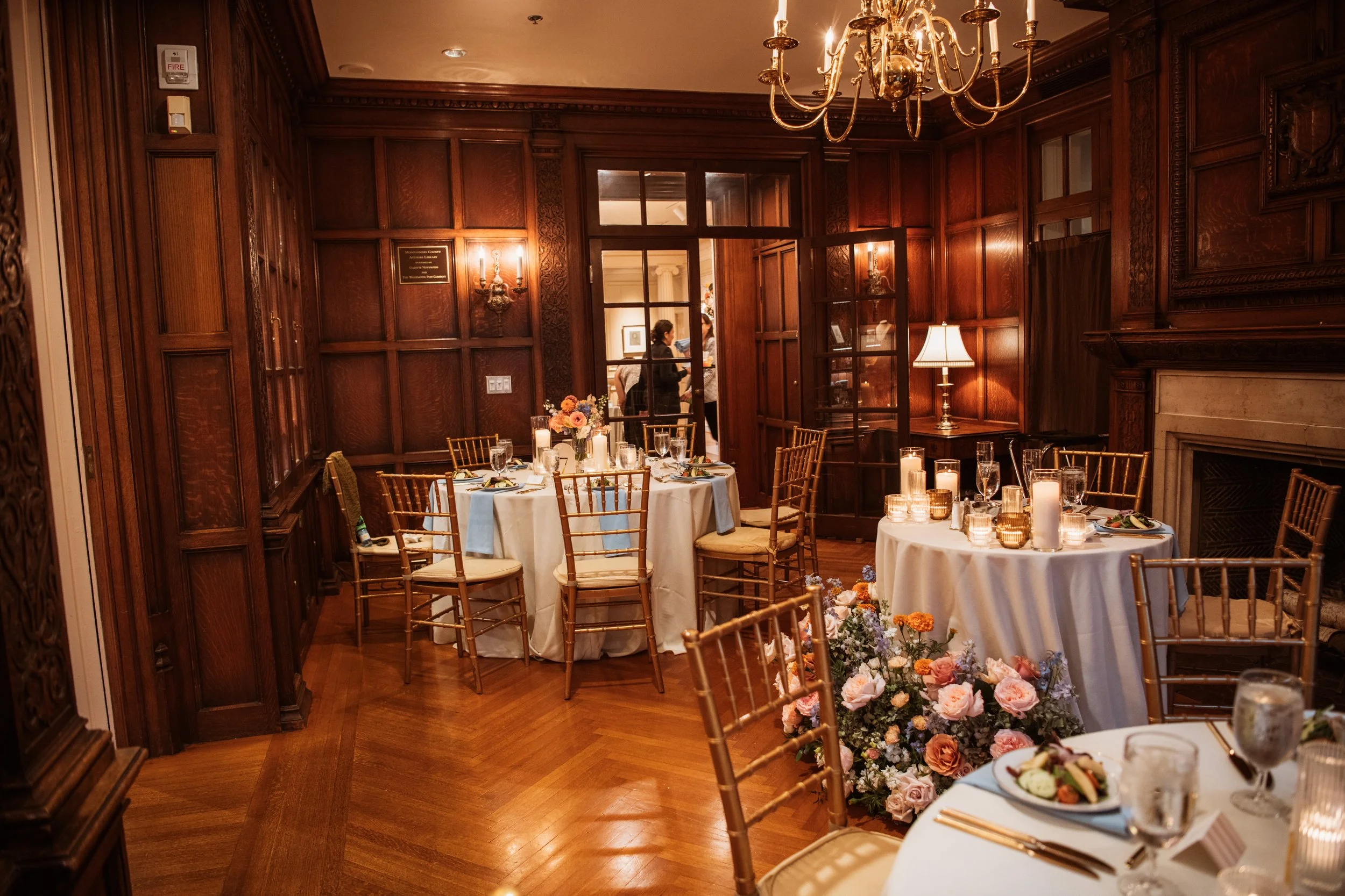 wedding reception table decor floral flower arrangement mansion at strathmore bethesda maryland