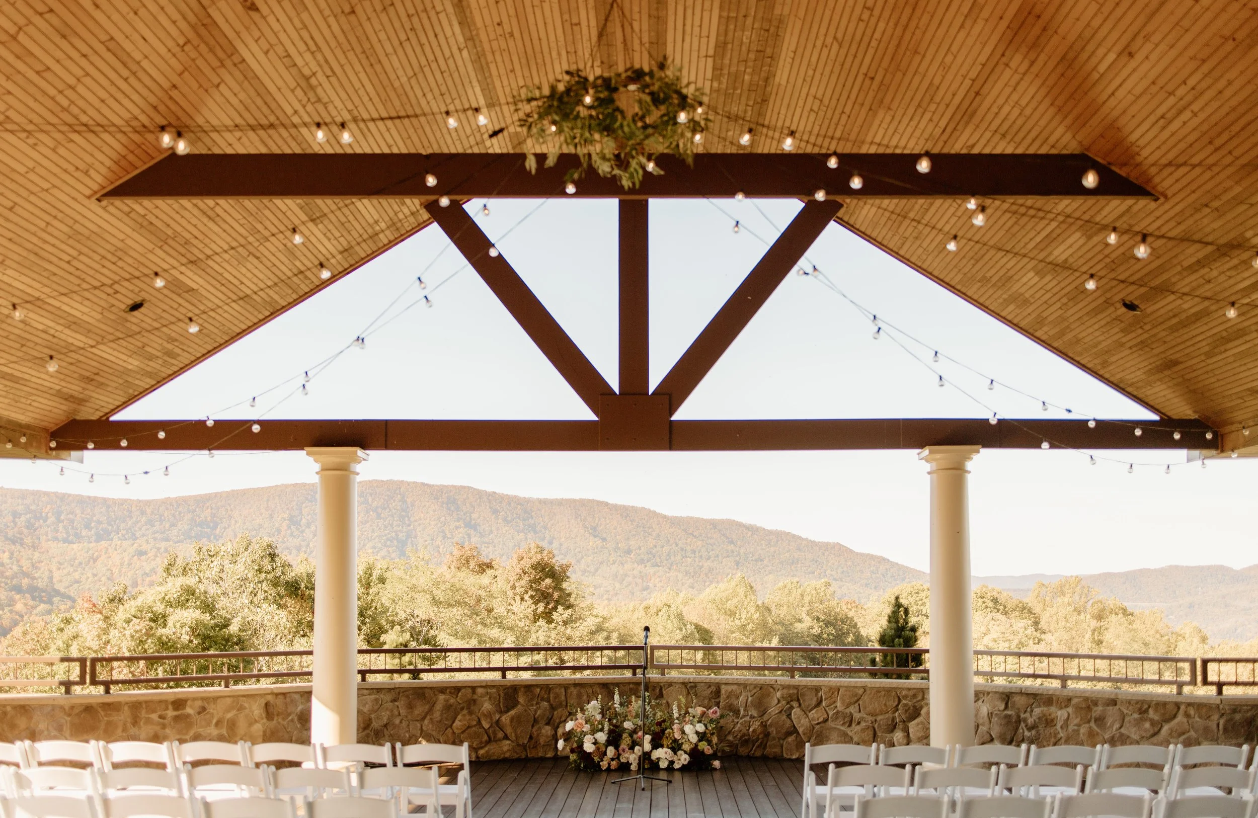 house mountain inn irvine estate wedding ceremony flowers fall autumn view