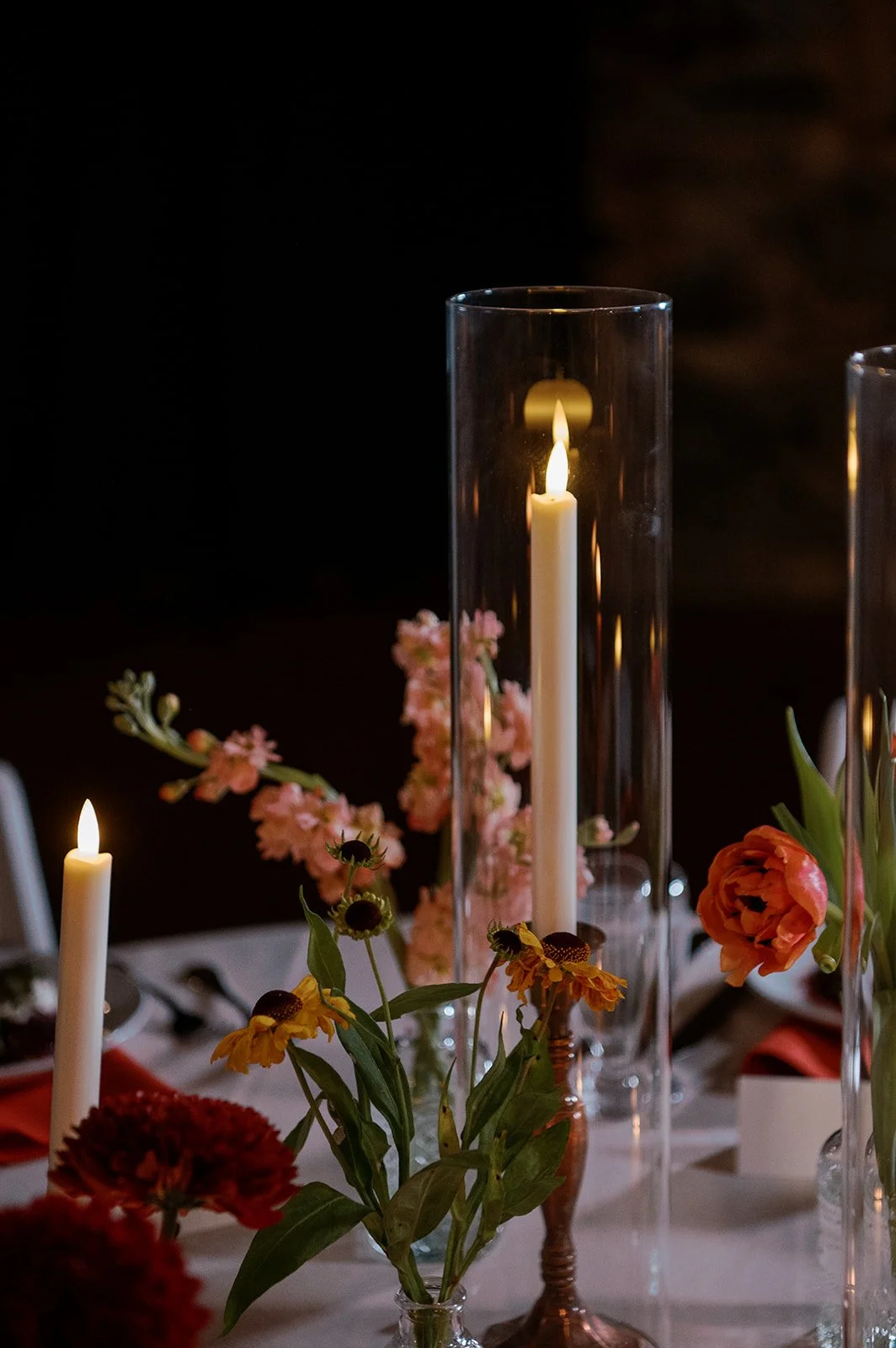 flower floral arrangement bud vase wedding reception table decor autumn main street ballroom ellicott city maryland