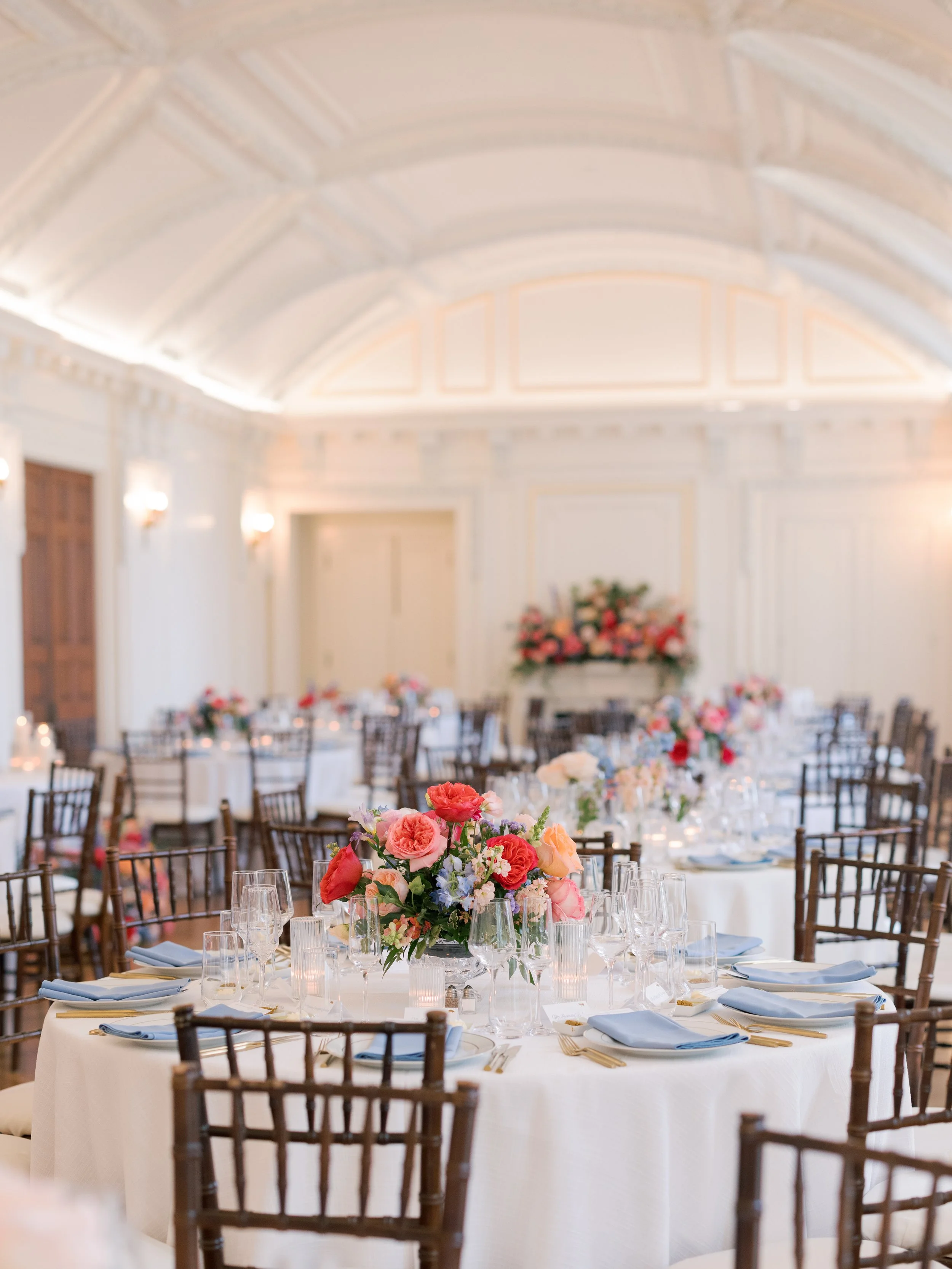 WEDDING RECEPTION FLOWER CENTERPIECE FLORAL DESIGN TABLE DECOR FIREPLACE DAR DAUGHTER AMERICAN REVOLUTION COLORFUL VIBRANT BOLD