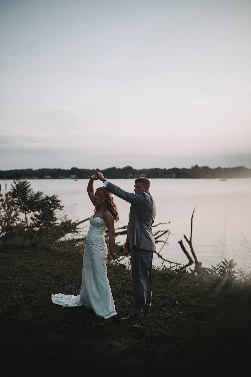 BRIDE GROOM DANCING COASTAL BOHEMIA MANOR