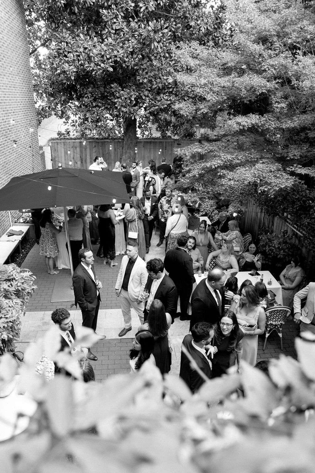 WEDDING RECEPTION COCKTAIL HOUR AERIAL VIEW GUESTS WASHINGTON DC GEORGETOWN