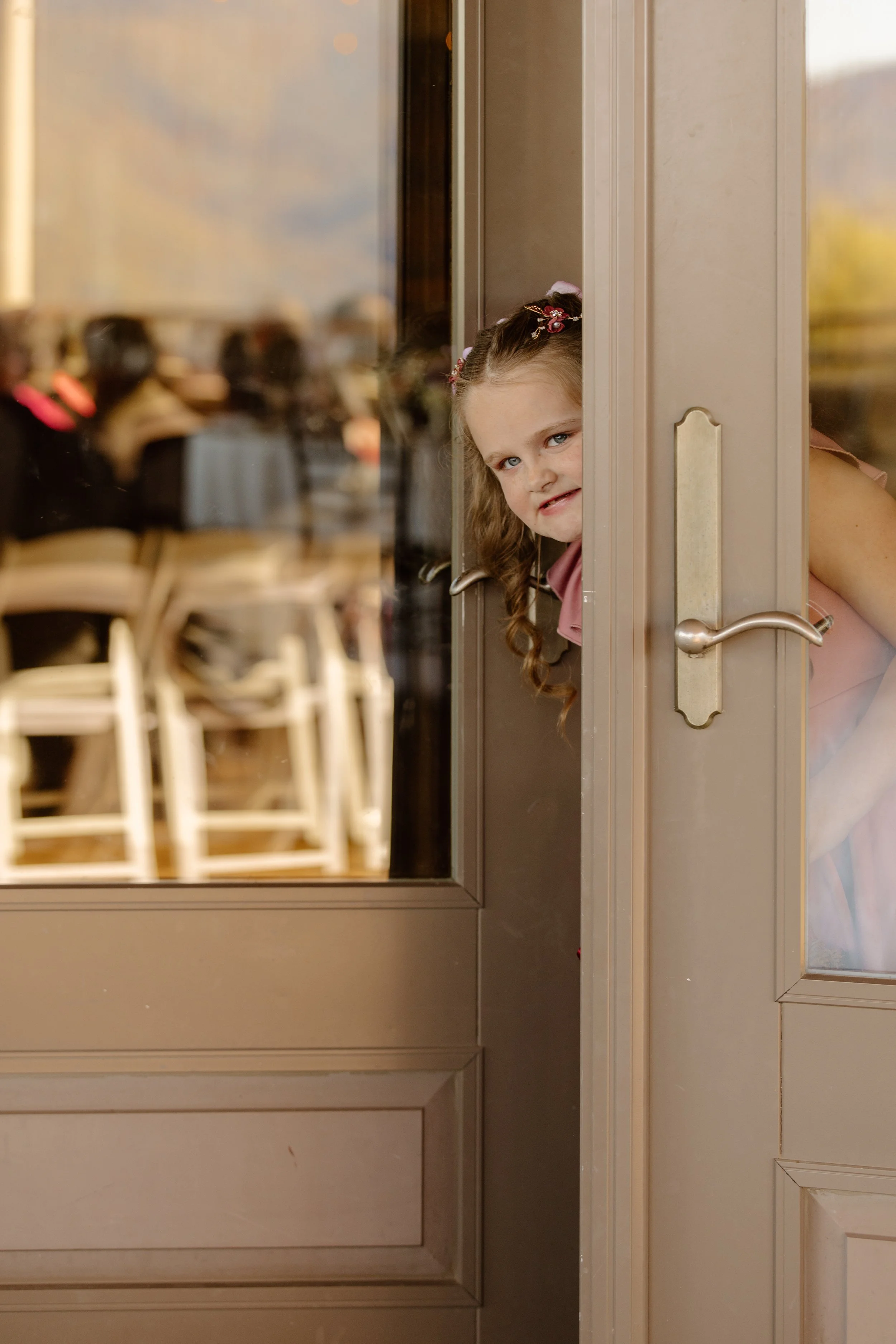 irvine estate house mountain inn girl peaking through door