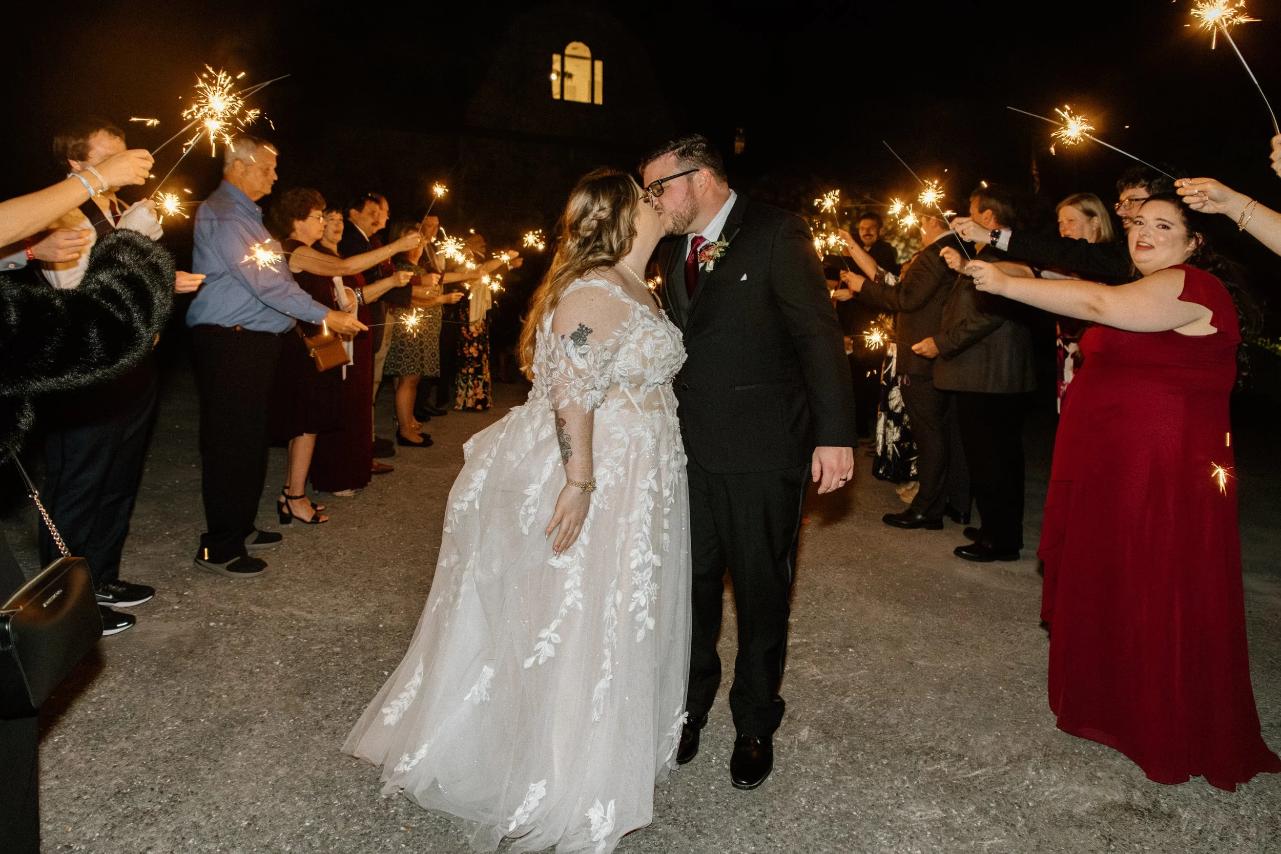 bride groom hydrangea sparkler exit house mountain inn irvine estate
