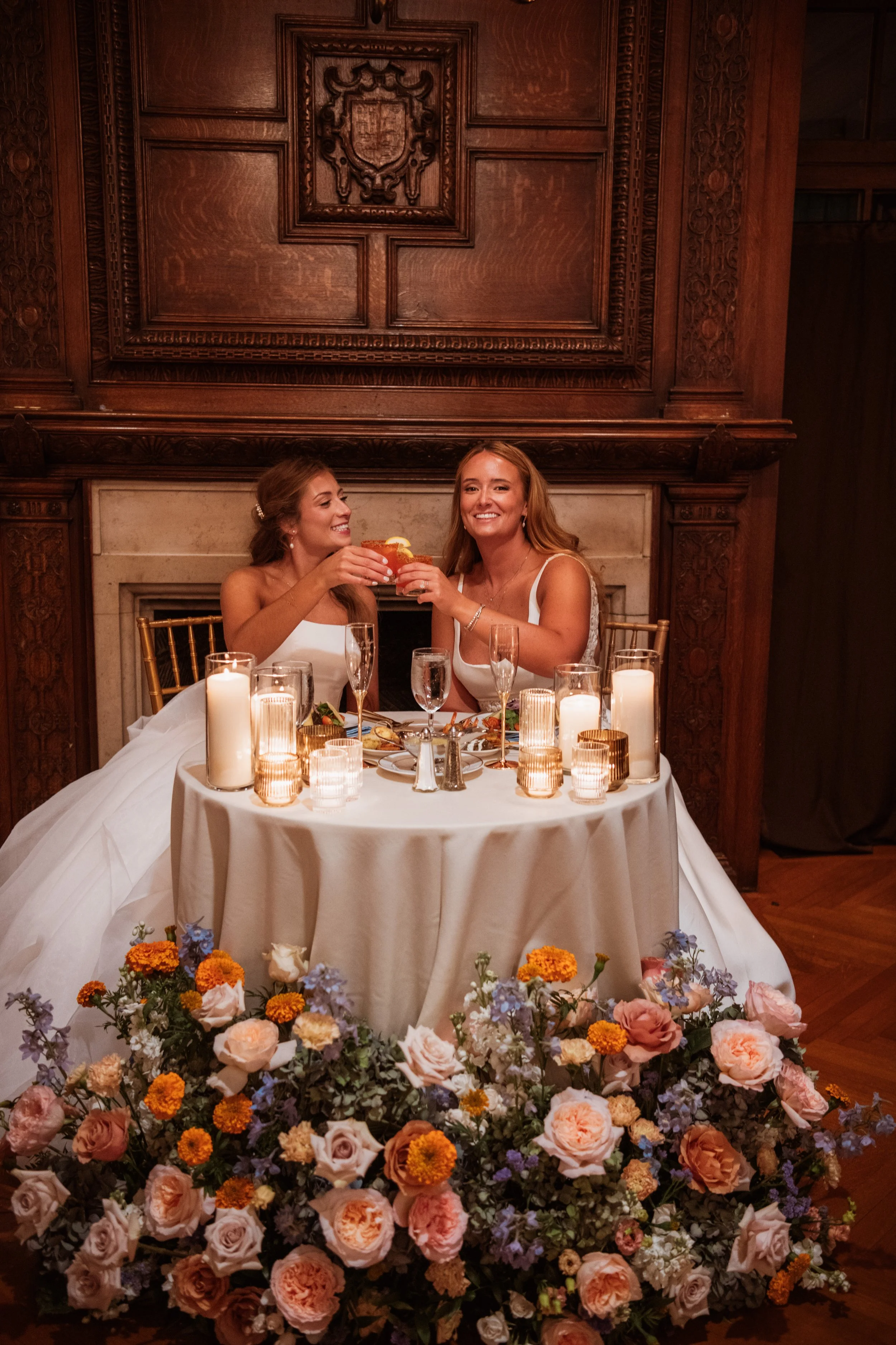 bride sweetheart table wedding reception decor floral flower arrangement mansion at strathmore bethesda maryland