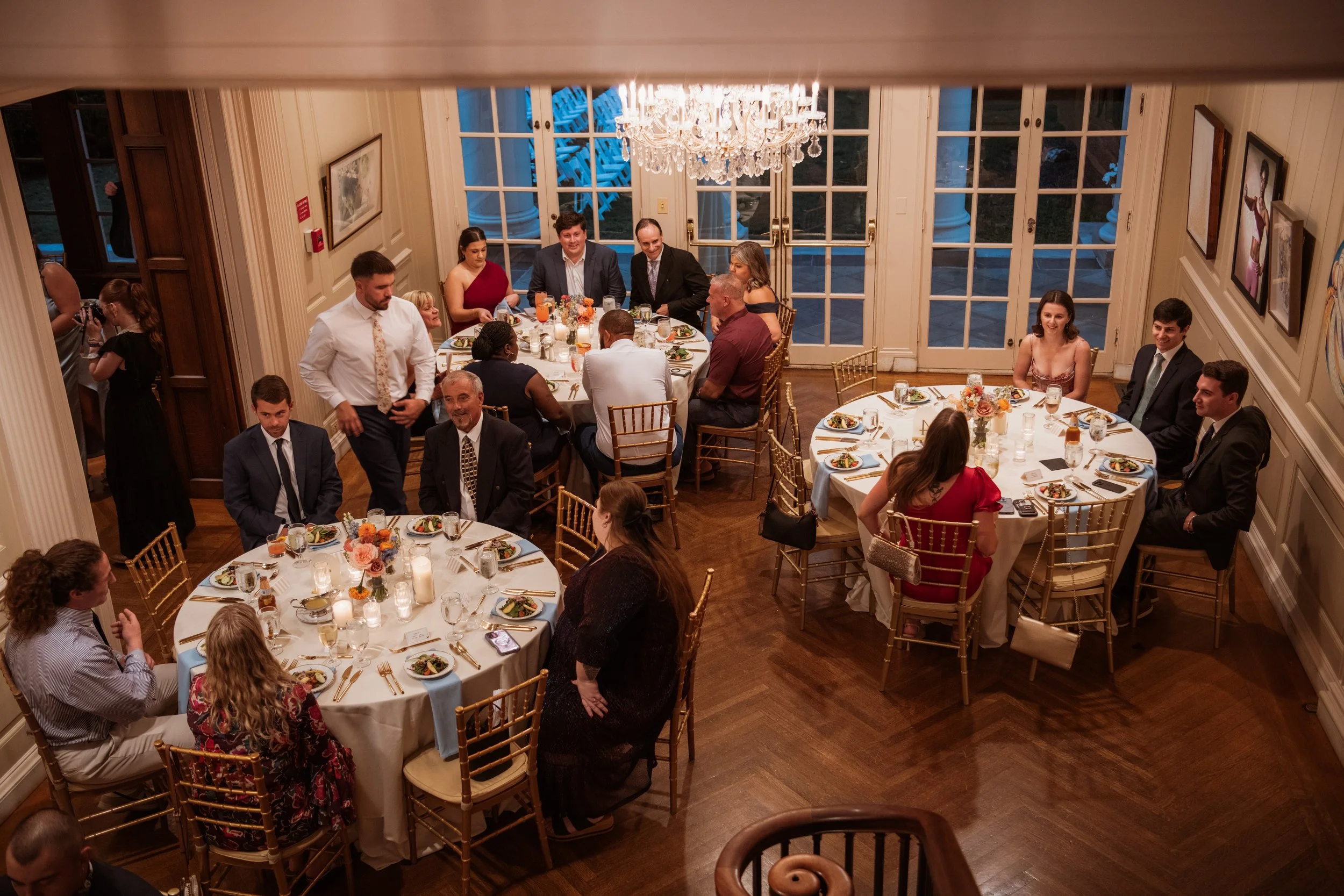 wedding reception table decor floral flower arrangement mansion at strathmore bethesda maryland
