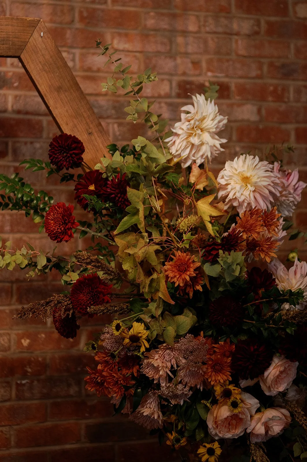 flower floral arrangement wedding arch autumn main street ballroom ellicott city maryland