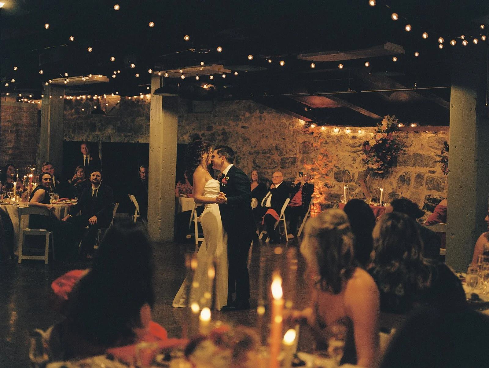 bride groom dancing wedding reception floral flower arch arrangement sweetheart table autumn main street ballroom ellicott city maryland