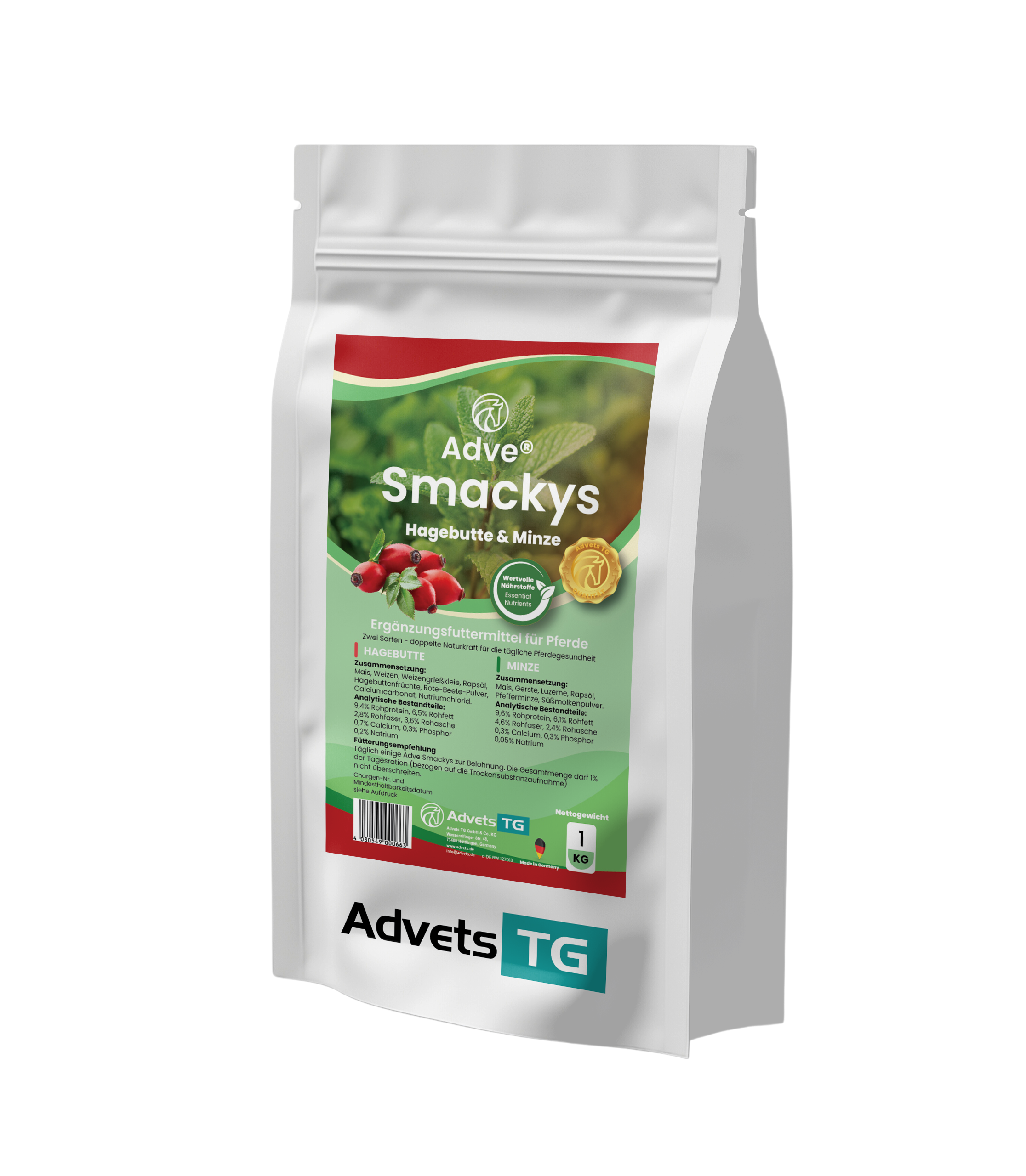 Adve® Smackys – Hagebutte & Minze (1kg Beutel)