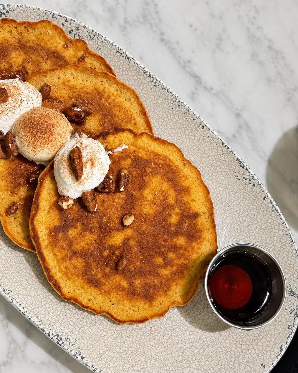 Enjoying the flavors of the season! Sweet Potato Pancakes are now available on our Falling for Winter specials menu.