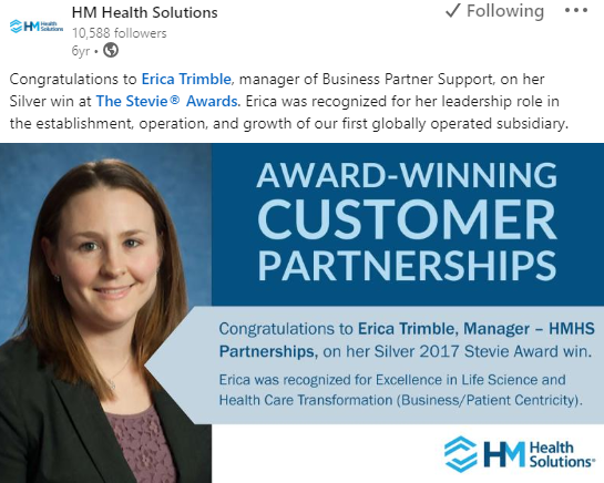 Erica Trimble Wins Award