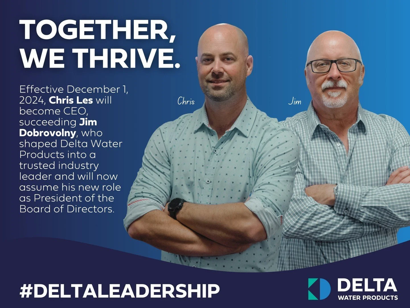 🚨 Exciting Leadership News! 🚨
 
Delta Water Products is thrilled to announce Chris Les as our new CEO, effective December 1, 2024! Chris has been a driving force behind our success as COO, and we&rsquo;re excited for the bold vision he brings to th