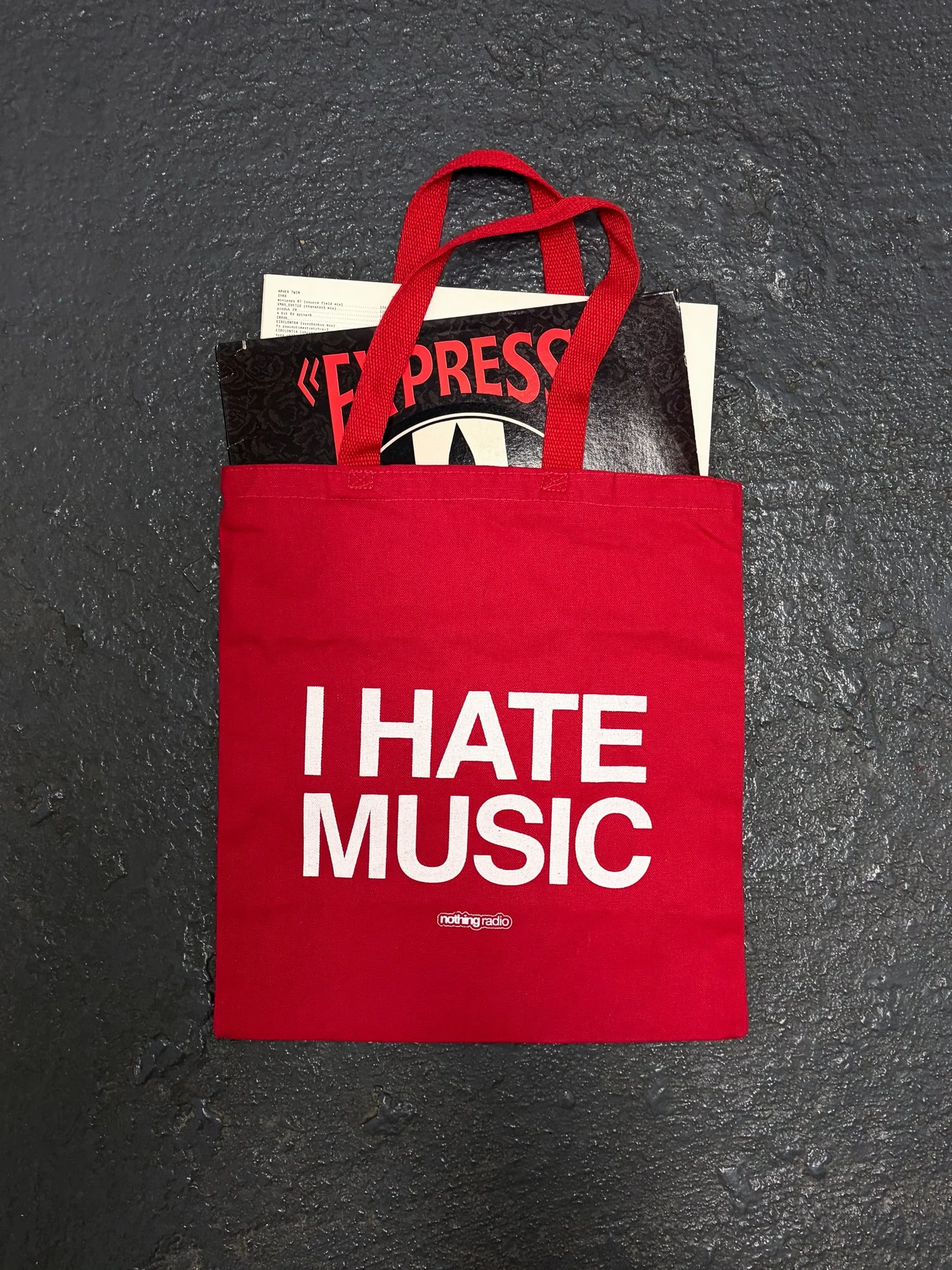 I Hate Music Red Tote