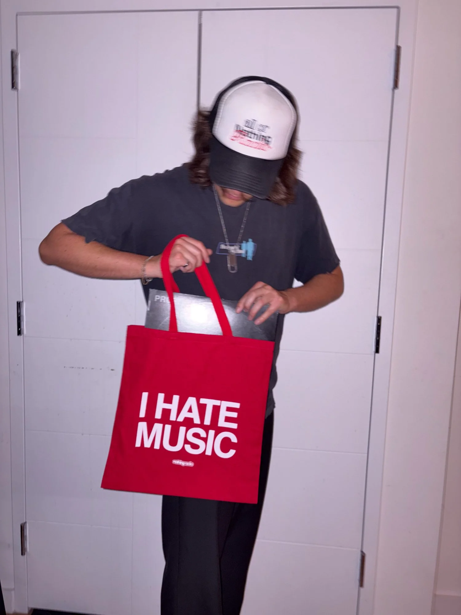 I Hate Music Red Tote
