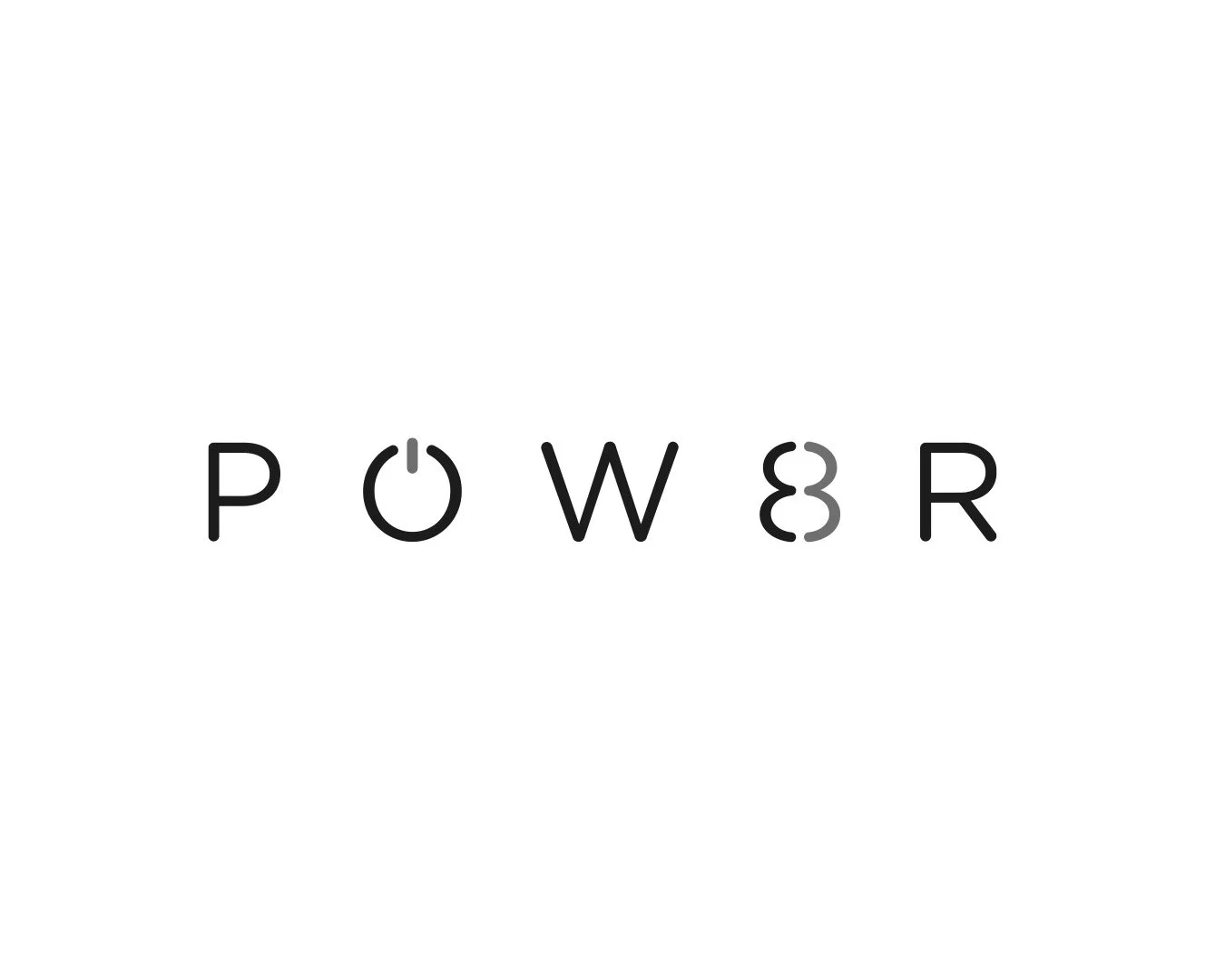 The word 'POWER' written with stylized letters, including a power button icon in the place of the letter 'O'.