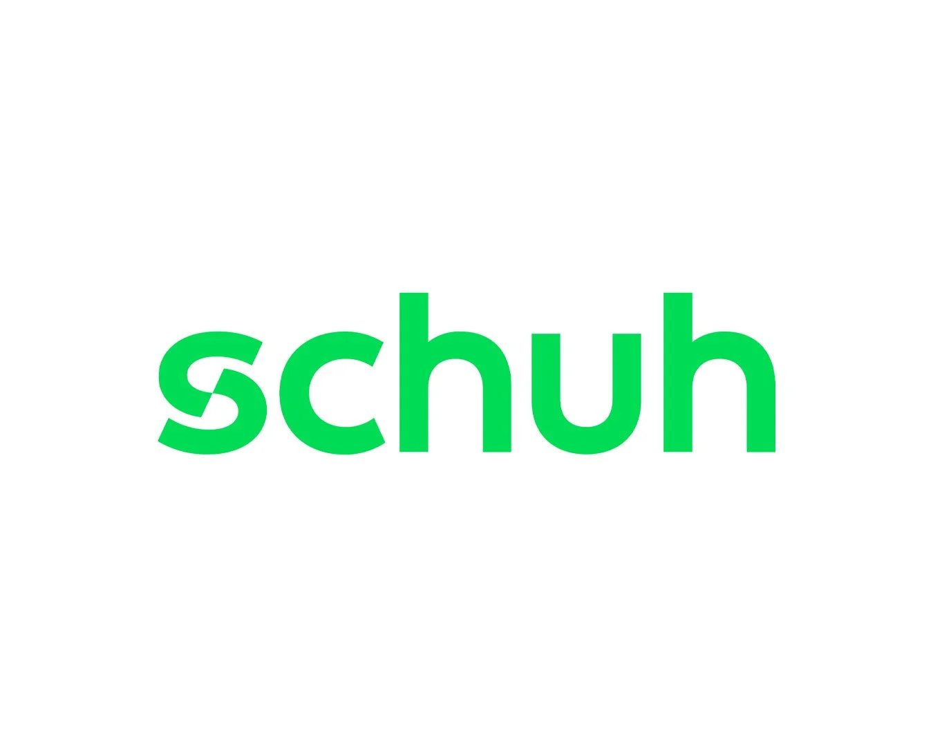 The word "schuh" in bold green letters on a white background.