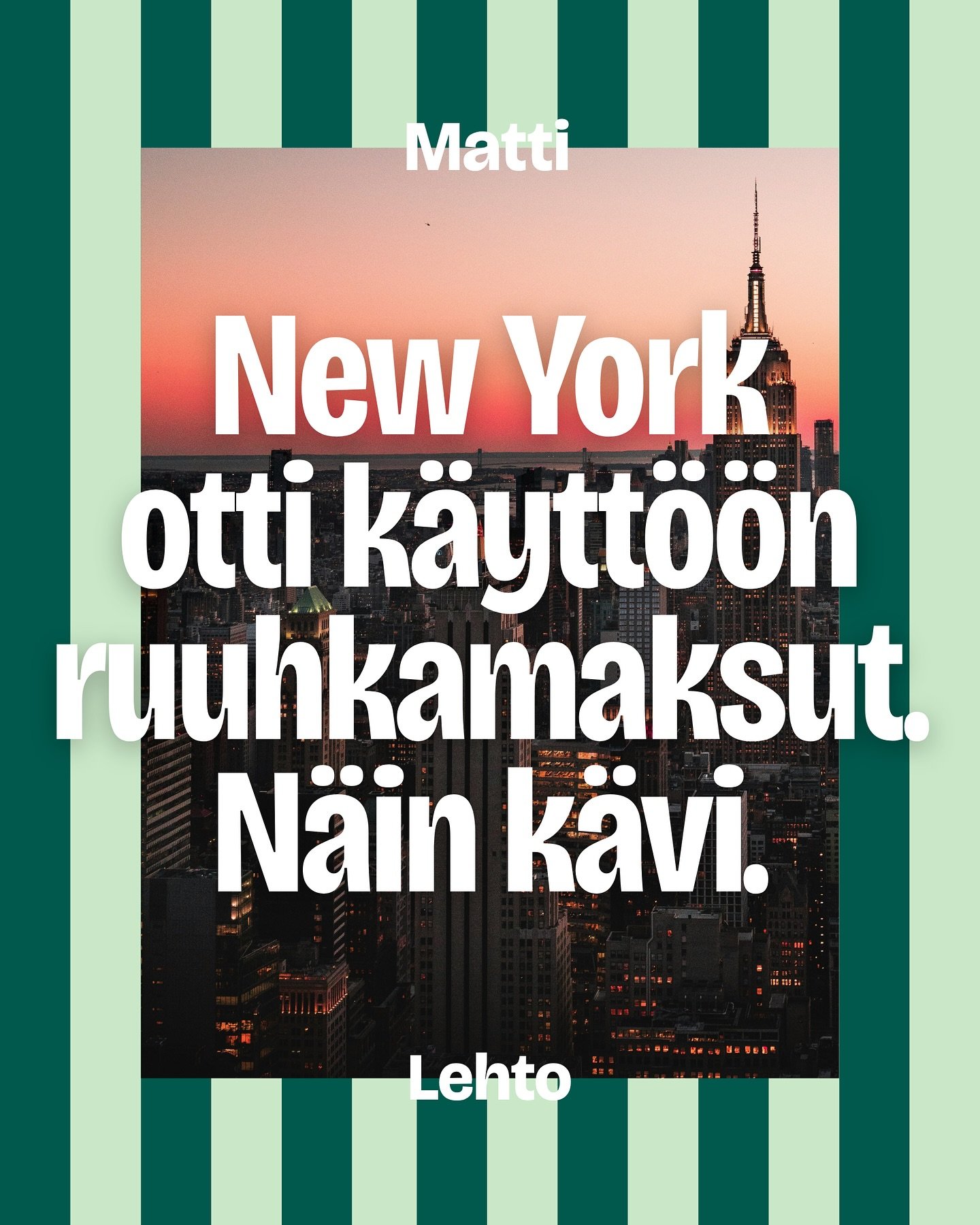 Kiinnostavaa ajankohtaista dataa ruuhkamaksuista New Yorkissa. Ensimm&auml;isten kuukausien j&auml;lkeen on huomattu, ett&auml; autoilu on sujuvampaa, my&ouml;s joukkoliikenne kulkee paremmin ajallaan, meluvalitukset ovat v&auml;hentyneet, paloautot 