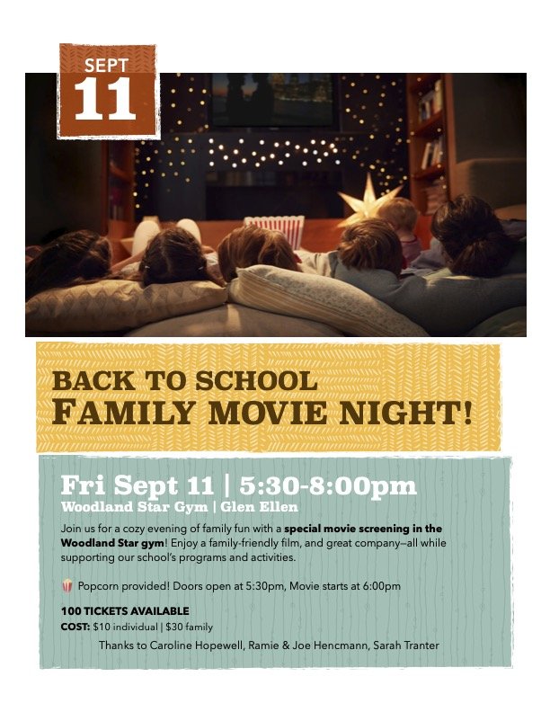 BACK TO SCHOOL FAMILY MOVIE NIGHT!