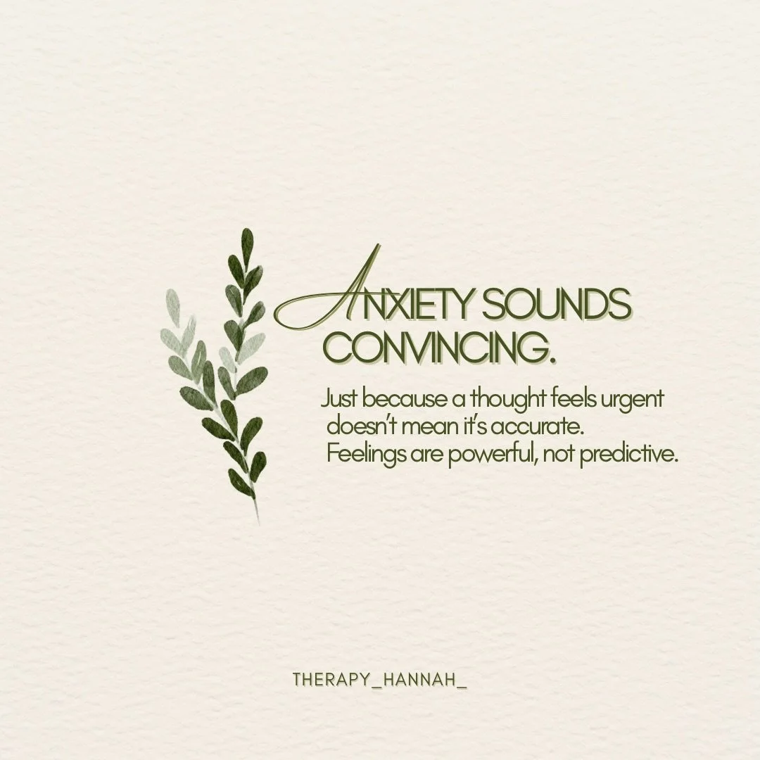 Anxious thoughts often feel urgent, convincing, and intense&mdash;but that doesn&rsquo;t make them accurate. Helping kids notice anxiety without obeying it is a powerful skill.

👉 Follow @therapy_hannah_ for simple ways to talk to kids about anxiety
