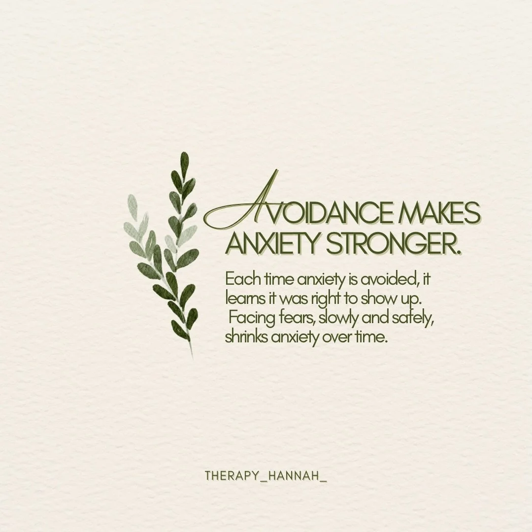 Avoidance brings relief &hellip; but only briefly. Over time, it teaches the brain that anxiety was right to show up. Gentle, supported exposure helps kids learn they can handle hard things.

👉 Follow @therapy_hannah_ for anxiety education rooted in
