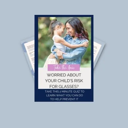 ophthalmologist mom holding daughter worried about nearsightedness