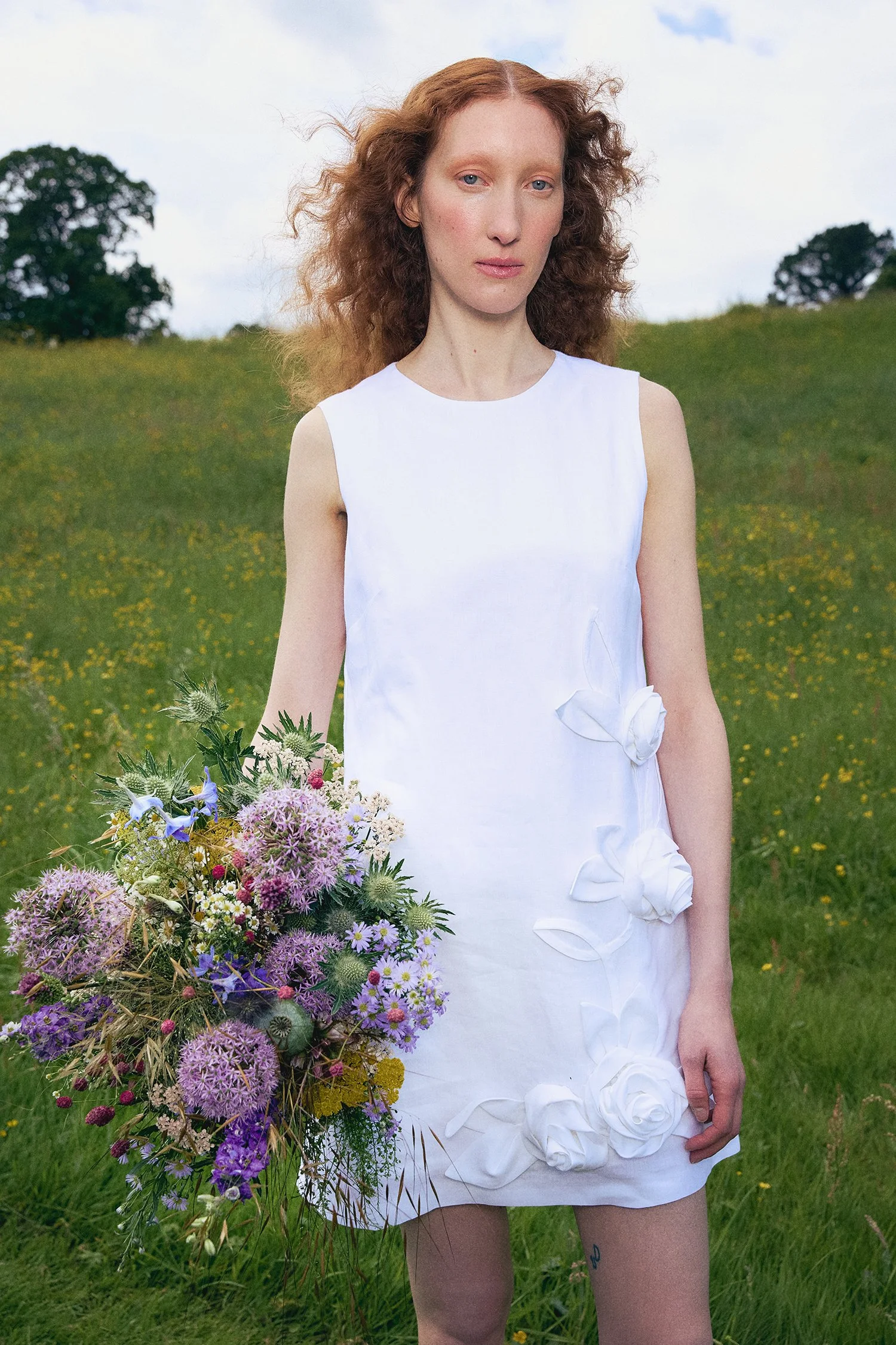 White Irish linen shift dress with flower appliques from Brown Thomas Create in 2024