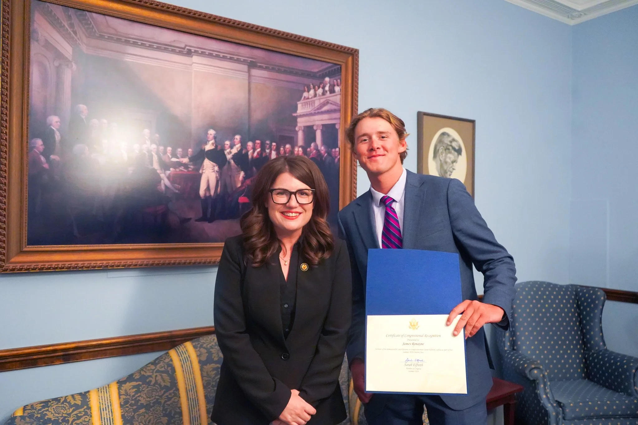 With Congresswoman Sarah Elfreth, whom I interned for on Capitol Hill in 2026