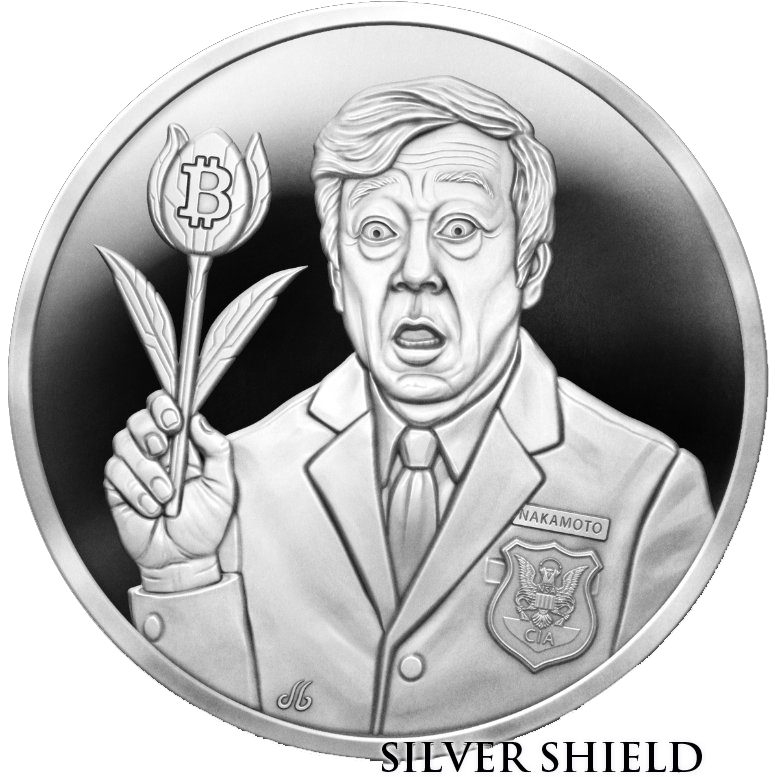 Agent Satoshi
Crypto Series continues with Agent Satoshi 
This coin is my visualization of Agent Satoshi being an agent of the NSA unleashing a monetary bioweapon that tracks, traces, traps and maps all criminality. The Bitcoin bubble is one of money