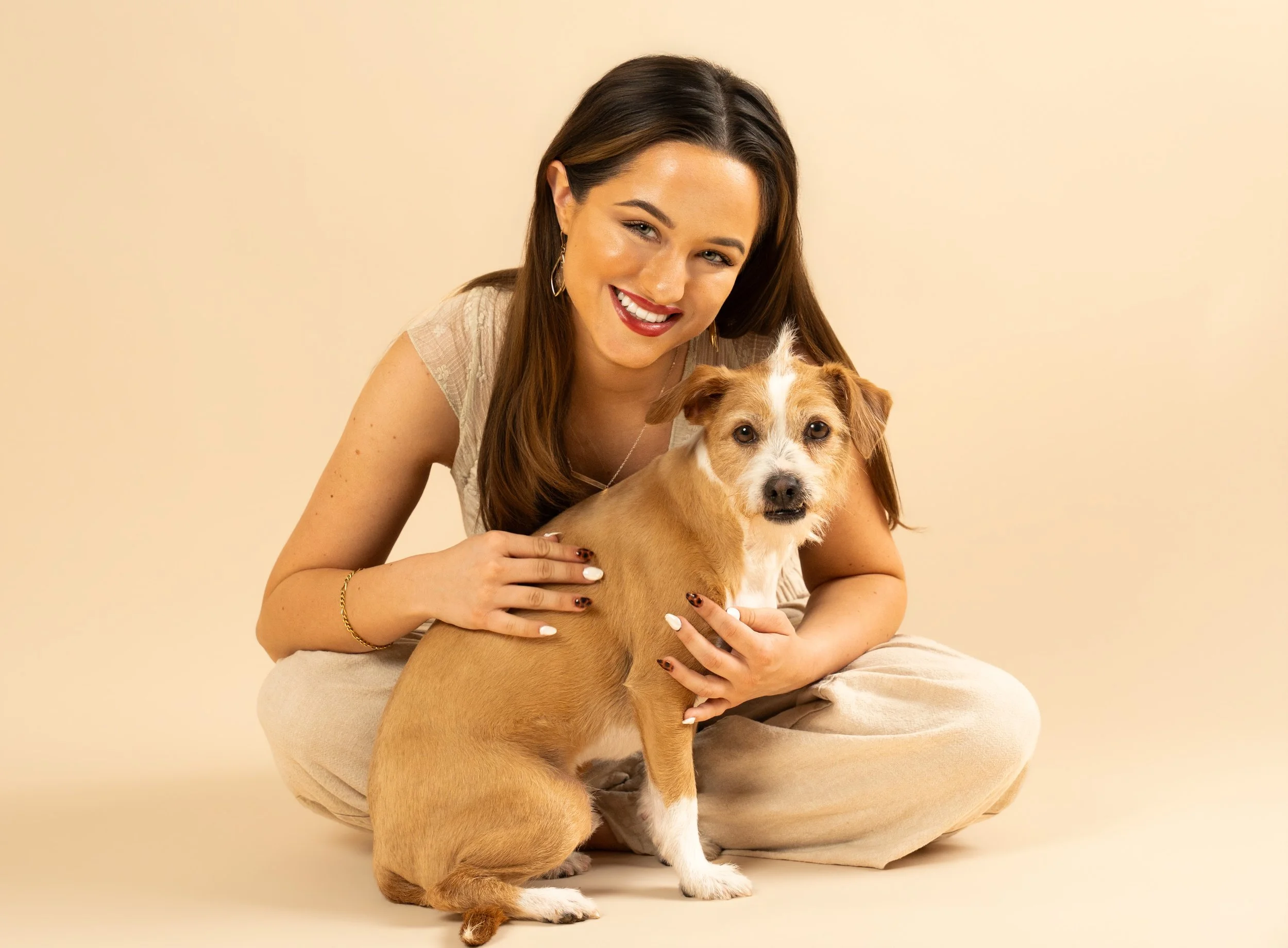 woman and dog portrait photo session together