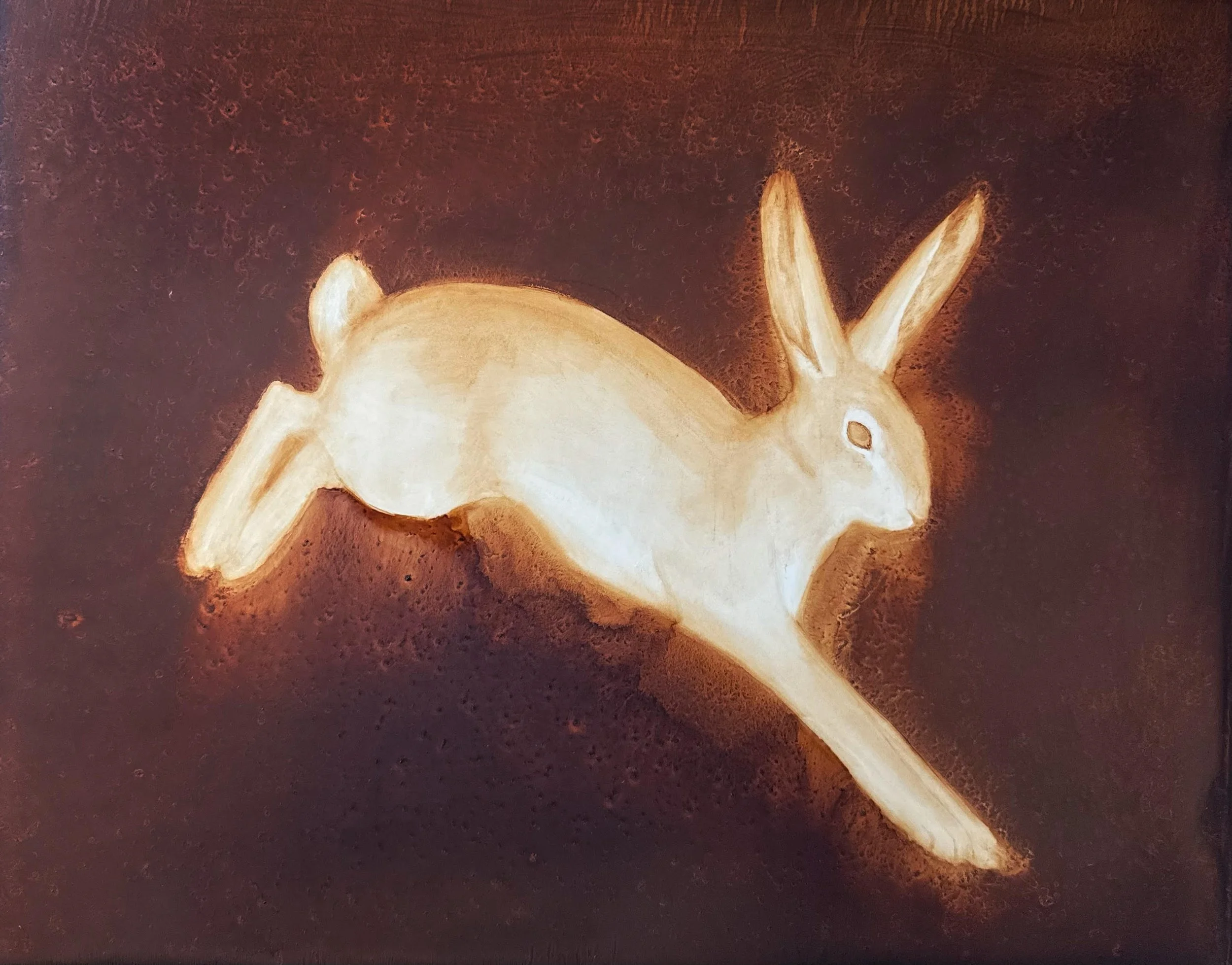 Untitled, 2026, Iron oxide pigment, oil on panel, 20 x 16 inches