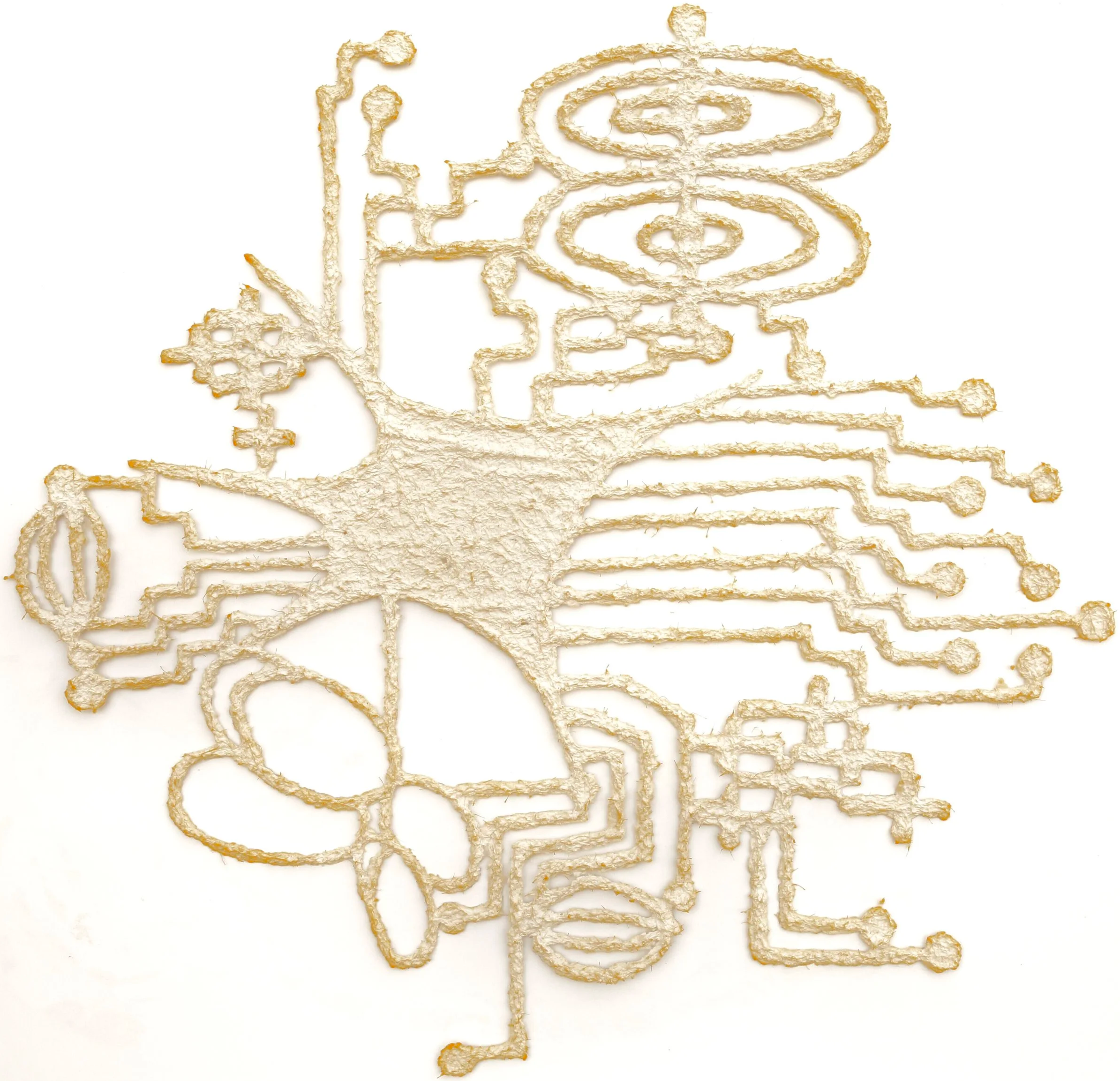 Cell Circuit, 2026. Maguey paper, 21 x 20 inches