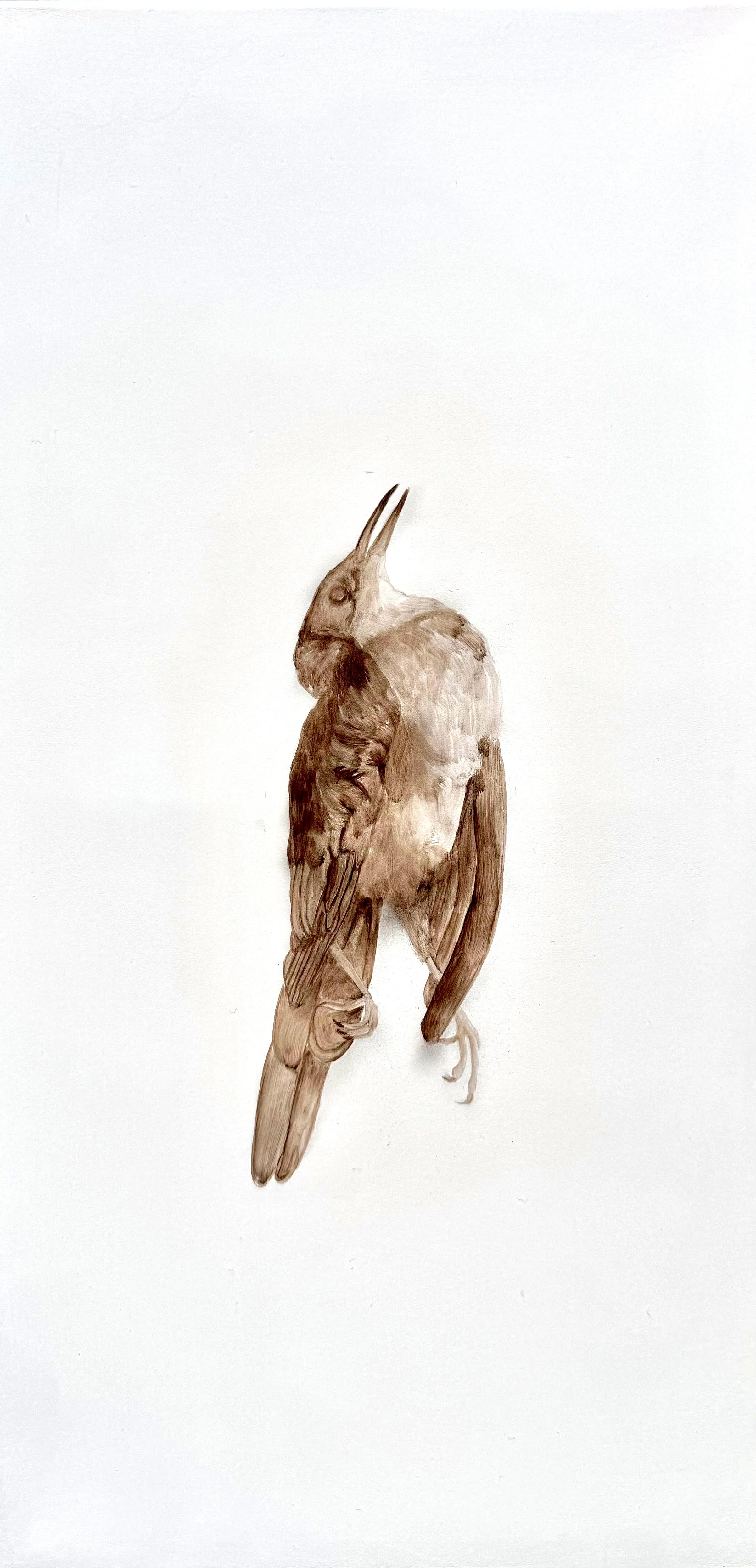 We Have No Death Ritual, Only Waiting XIX, 2026, Iron oxide pigment, encaustic, oil on panel, 12 x 24 inches