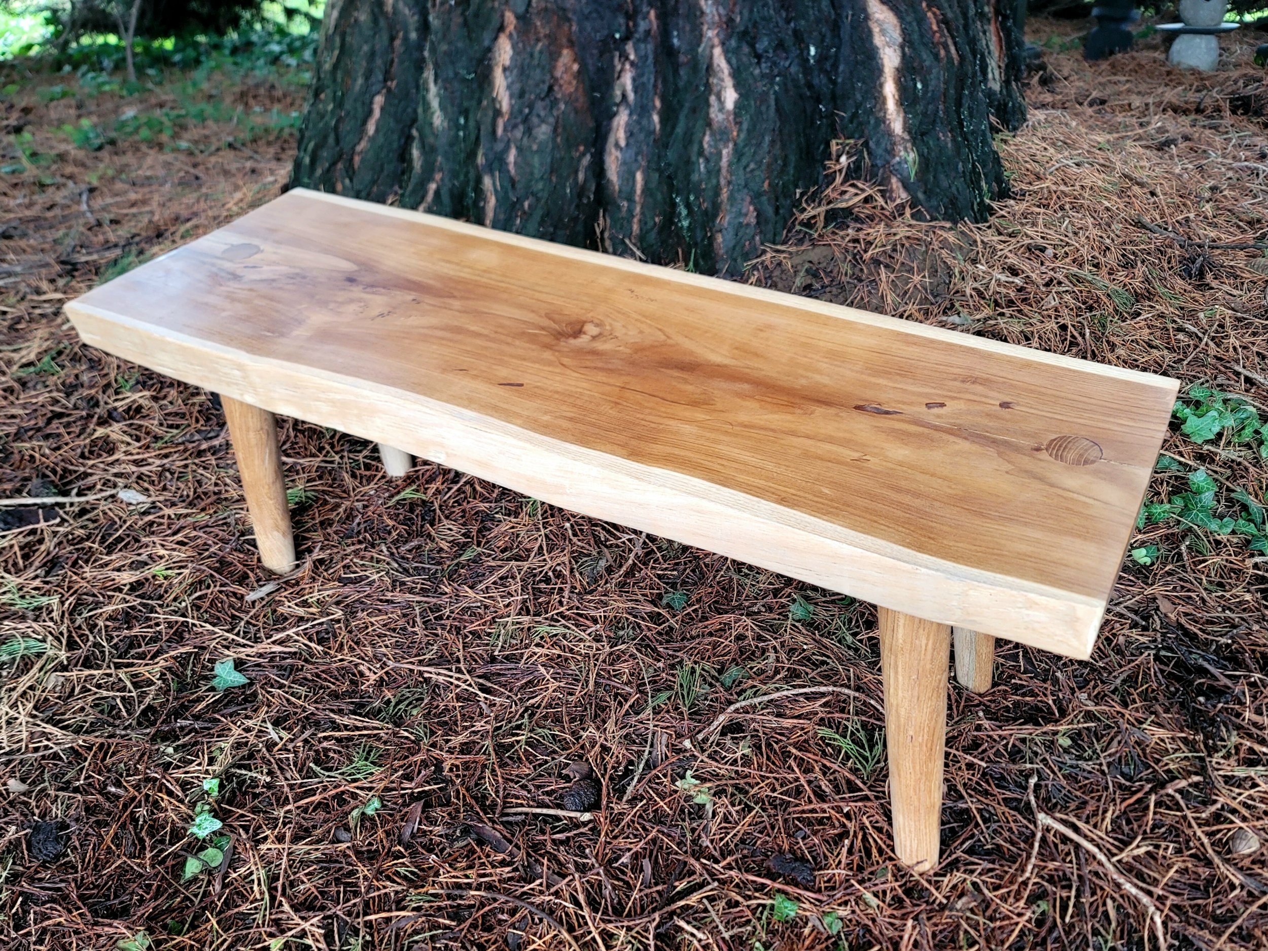 Teak Slab Memorial Bench