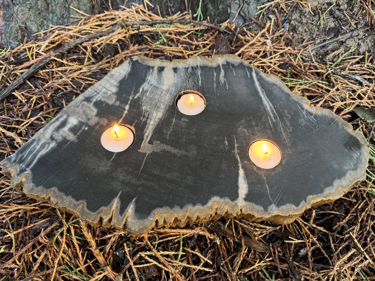 Remembrance Petrified Wood Candle Holder