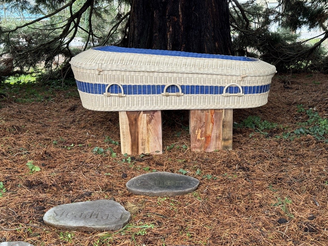 Rattan with Organic Blue Dye Contrast A Natural Burial Vessels