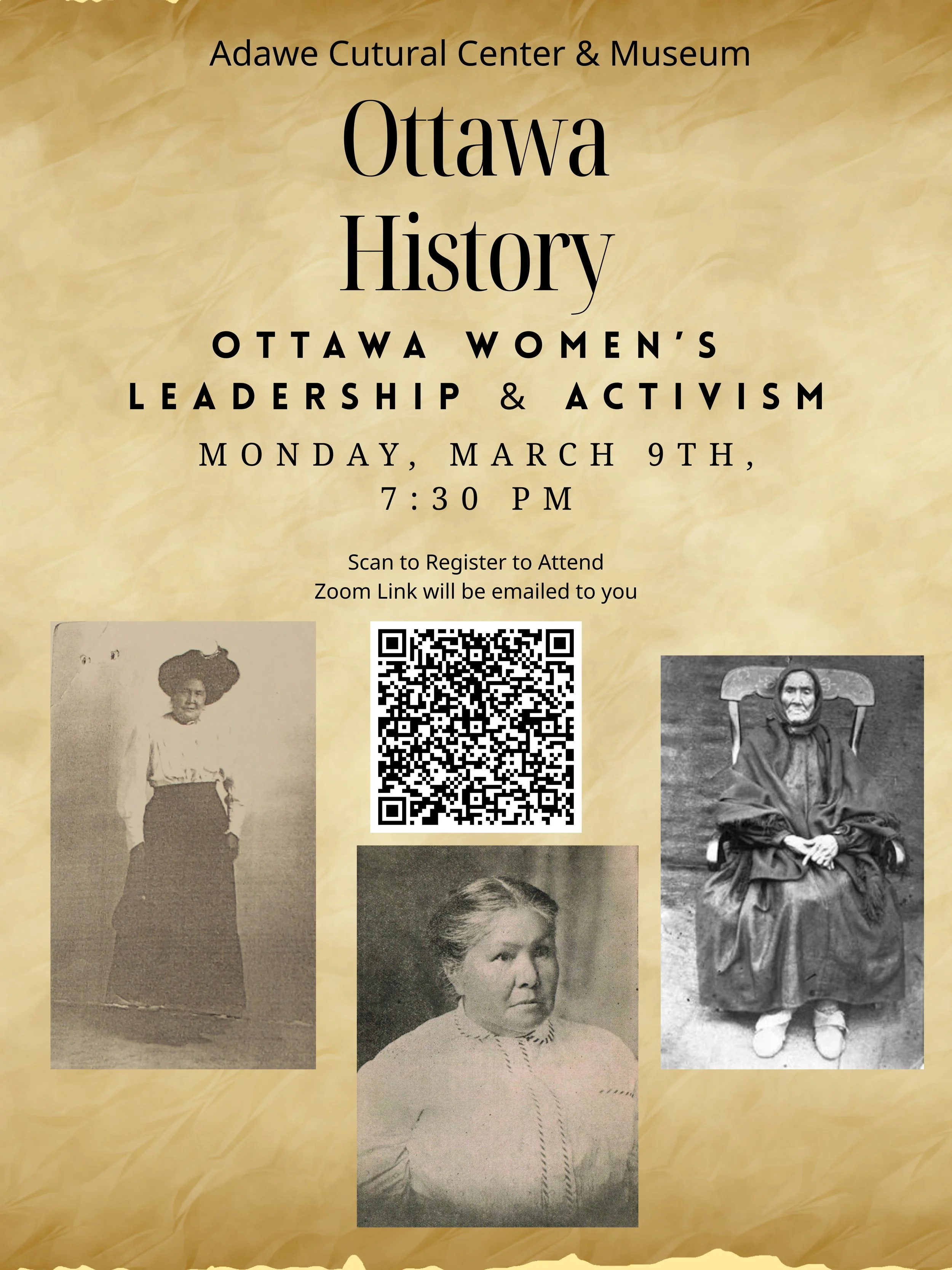 Adawe Cultural Center & Musem Ottawa History Ottawa Women's Leadership and Activism Monday March 9 2026 7:30 PM