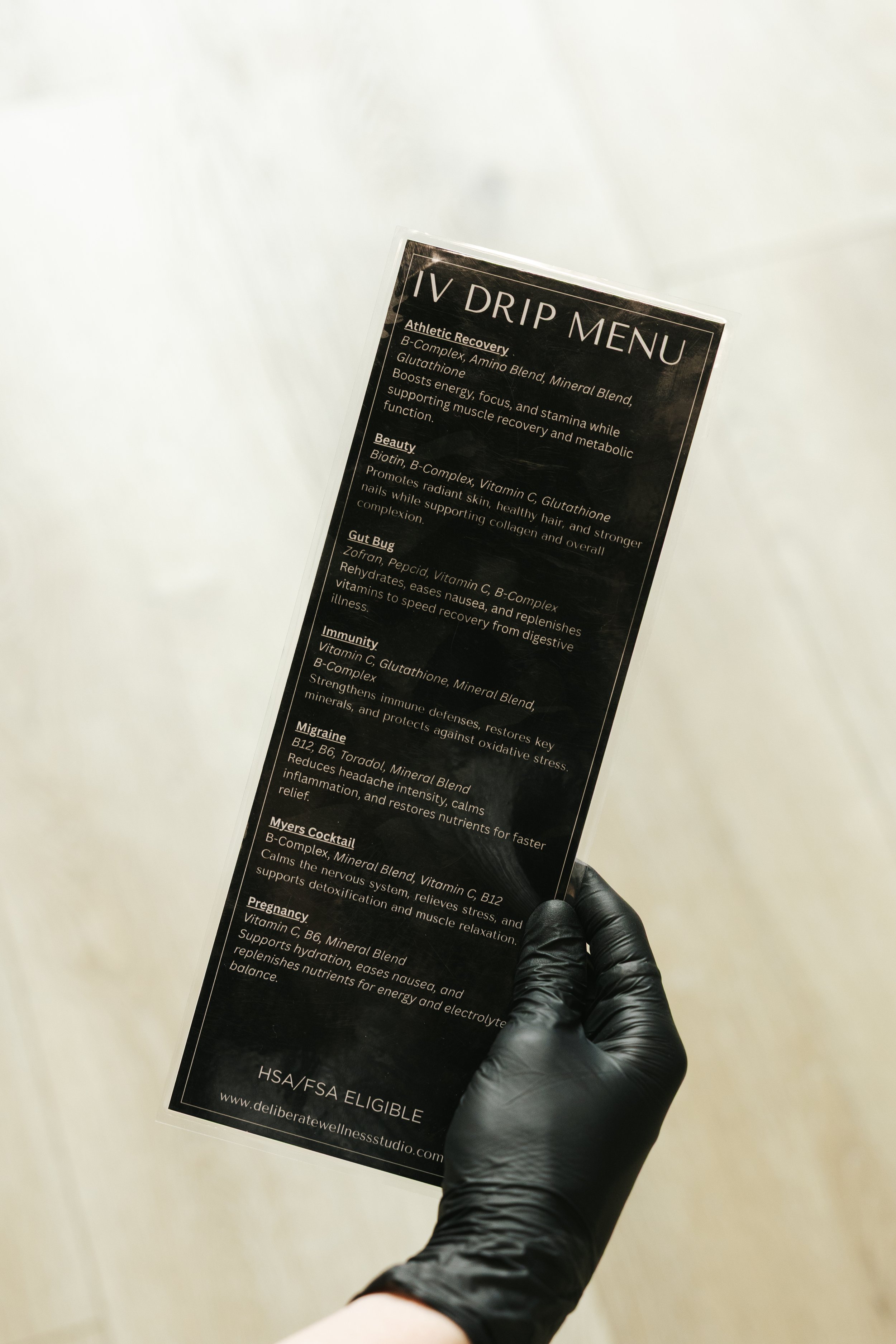 Iv therapy menu options for mobile IV Utah County