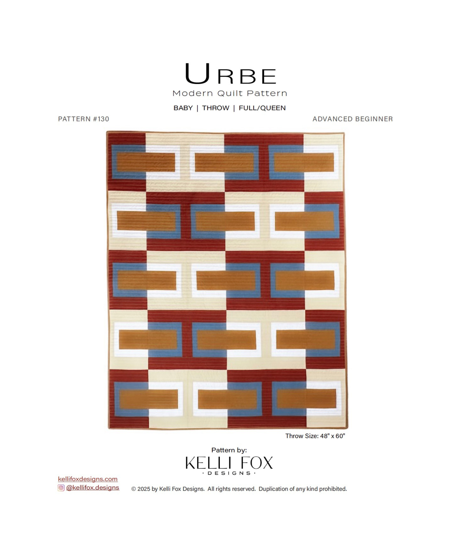 MODERN GEOMETRIC QUILT PATTERN | URBE PDF QUILT PATTERN | BEGINNER-FRIENDLY LOG CABIN DESIGN