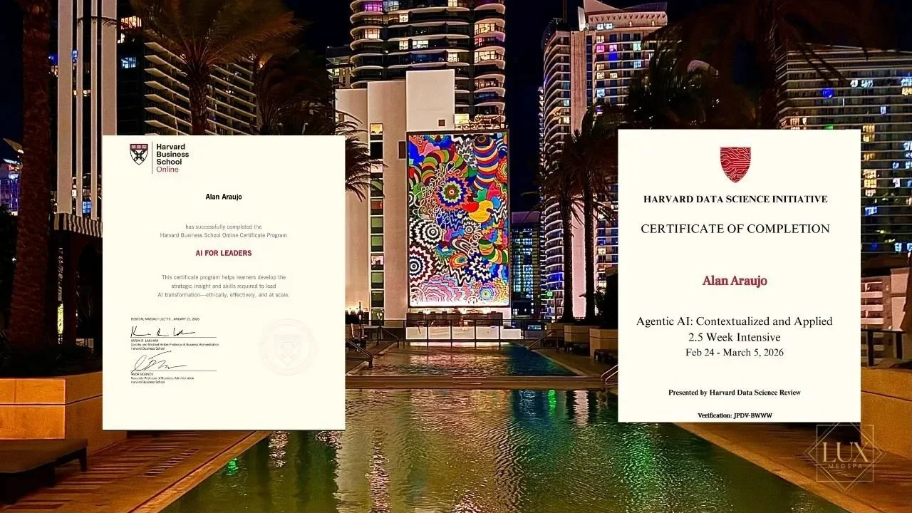 Advanced systems require advanced thinking.
This work reflects my continued commitment to integrating artificial intelligence, data-driven strategy, and human-centered experience into Lux MedSpa Brickell.
Through executive education with Harvard, I f