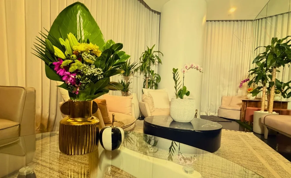 Luxury spa lounge inside Lux MedSpa Brickell at the SLS LUX Hotel in Brickell Miami with elegant seating and a calm wellness atmosphere
