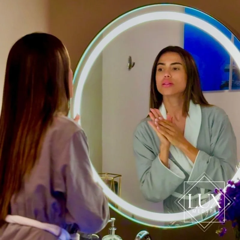 Client preparing for therapeutic massage at Lux MedSpa Brickell