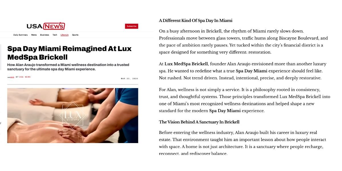 USA News feature on Lux MedSpa Brickell Spa Day Miami